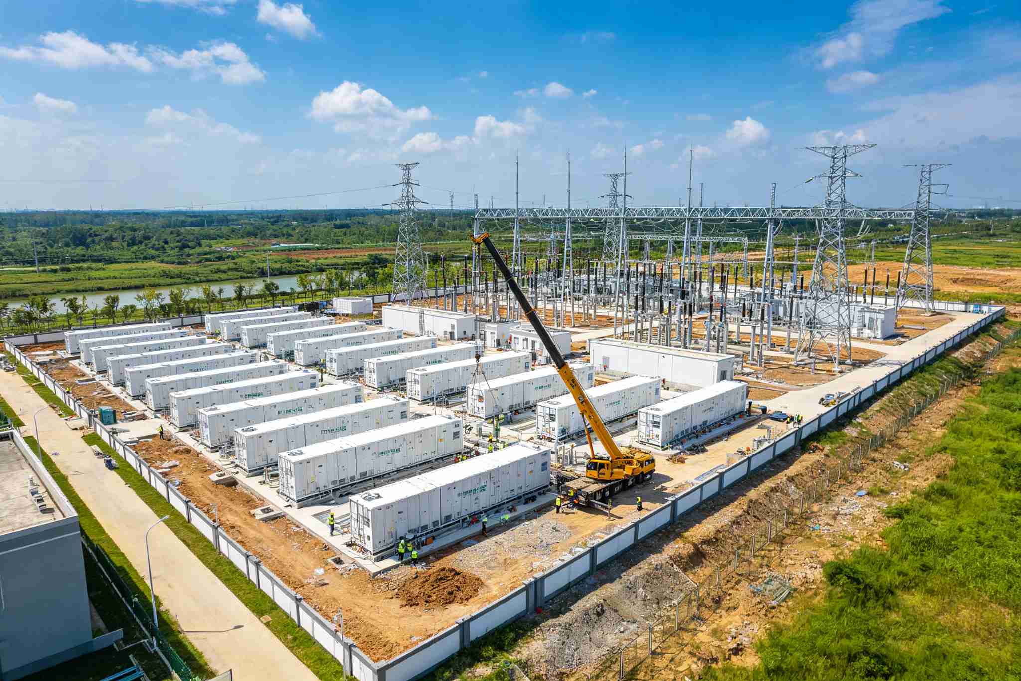 储能电站建设现场航拍